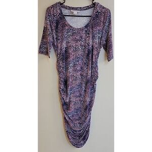 Motherhood Maternity‎ womens dress Small Multi color elbow sleeve isde rouched